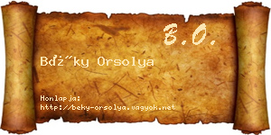 Béky Orsolya névjegykártya