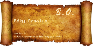 Béky Orsolya névjegykártya